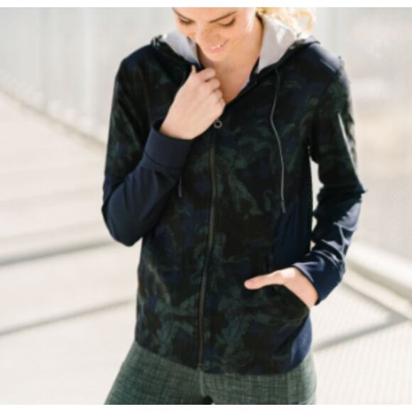 ZYIA Active Lightweight Hooded Full Zip Evening Paradise Mesh Jacket Womens M - Picture 3 of 9